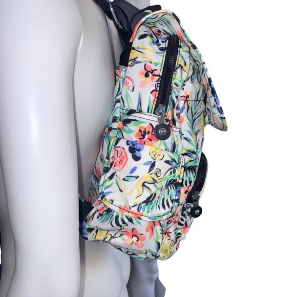 Kipling Backpack Womens Floral Multi-Color Canvas Adjustable Straps Jungle Monke - Picture 8 of 16